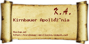 Kirnbauer Apollónia névjegykártya